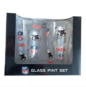 Houston Oilers Pint Glass Set of 2 Allover Print Logo Tennessee Titan Throwbacks